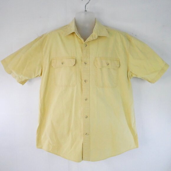 VTG Men’s L Reg LL Bean Sun Washed Yellow Canvas Shirt Traditional Work Chore - Picture 1 of 5